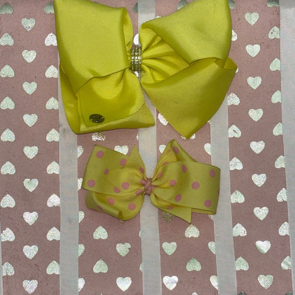Yellow Polka Dot Hair Bow Set